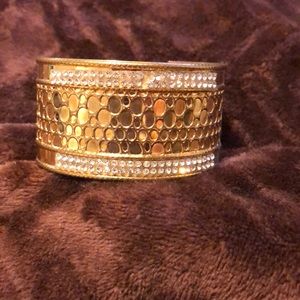 Gold cuff bracelet w/stones